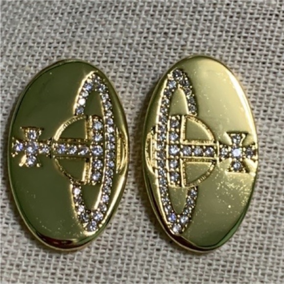 vintage signature crystal orb stud earrings - Picture 5 of 7